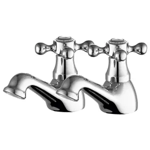 BATHWEST Basin Pillar Taps Victorian Bathroom Sink Taps for Basin Chromed Brass Basin Taps