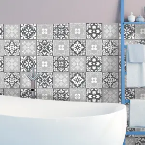 Walplus Classic Grey Mosaic Combo Tile Stickers