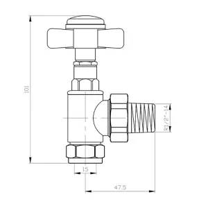 Kartell Pair Of Traditional Cross Head Radiator Angled Valves Chrome on Brass