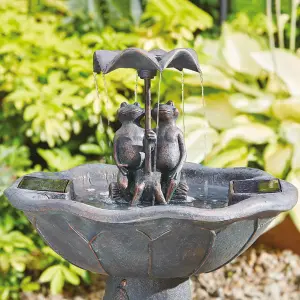 Frogs Frolic Solar Powered Water Fountain - Gentle Cascading Water Feature for Garden, Patio, Decking, Lawn - H82 x 46.5cm Dia