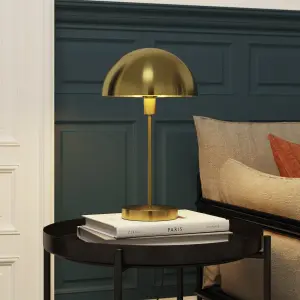 GoodHome Songor Modern Round Brushed Brass effect Eco halogen Table lamp