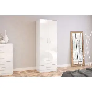 Birlea Lynx 2 Door Combi Wardrobe White