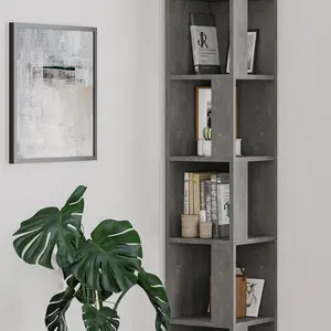 Bensonhurst Corner Bookcase Unique Design & Modern Style Retro Grey