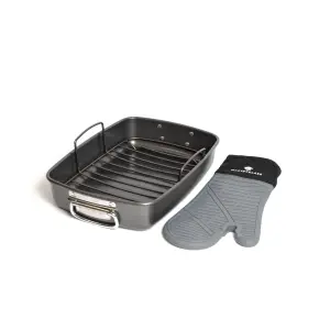 MasterClass Roasting Pan with Rack and Single Oven Gloves with Non-stick Coating