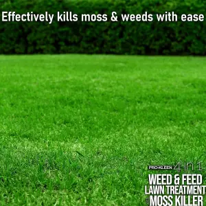 Pro-Kleen 4 in 1 Weed and Feed Lawn Treatment with Moss Killer 20kg Greens Grass Kills Weeds & Moss & Fertilises Grass