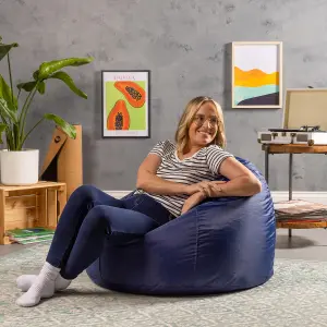 Veeva Classic Indoor Outdoor Bean Bag Navy Blue Bean Bag Chair