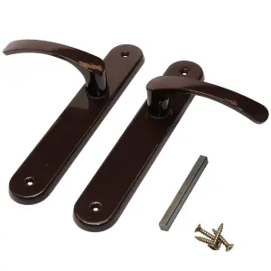 Modern Brown Interior Door Handle Set with Sleek Lever Design and Backplate, Ideal for Bedroom and Bathroom Doors, Durable