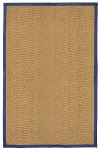 Brown, blue Herringbone weave Medium Rug, (L)150cm x (W)100cm