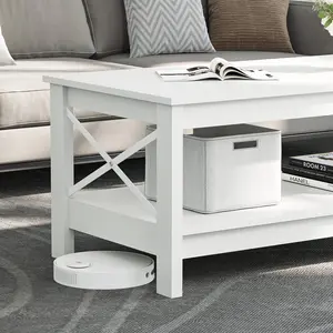 O'Kean 4 Legs Coffee Table with Storage White / Walnut 