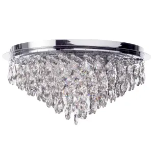 Litecraft Crystal Style Chrome 6 Lamp Flush Ceiling Light