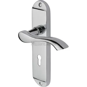 Heritage Door Handle Lever Lock Algarve Design (Set of 2) Polished Chrome