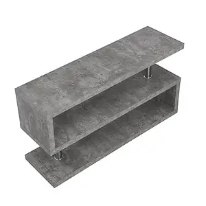 Miami TV Stand With Storage for Living Room and Bedroom, 1200 Wide, S-Shape Design, Media Storage, Concrete Effect Finish