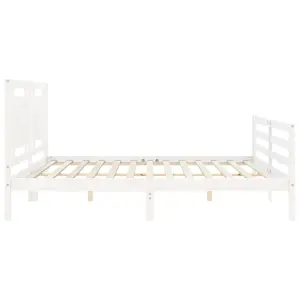 Berkfield Bed Frame with Headboard White 200x200 cm Solid Wood