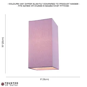 Contemporary and Stylish Soft Lilac Linen Fabric Tall Rectangular 25cm Lampshade