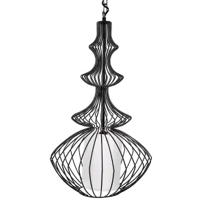 Metal Pendant Lamp Black KOLVA