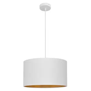 Luminosa Alba Cylindrical Pendant Ceiling Light White, Gold 45cm