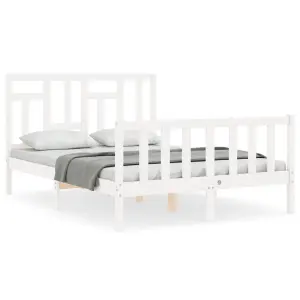 Berkfield Bed Frame with Headboard White 140x200 cm Solid Wood