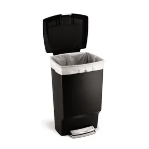 Simplehuman 45L Plastic Rectangular Pedal Bin Black