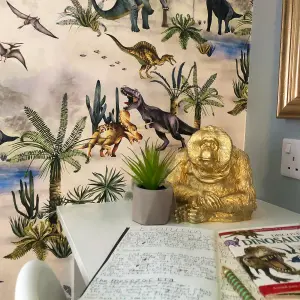 Belgravia Décor Dinosaur Kingdom Grey Smooth Wallpaper