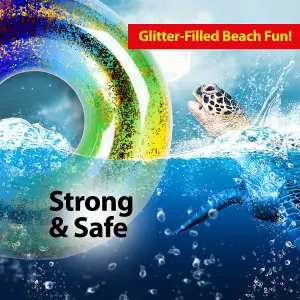 Large Rainbow Glitter Swimring 34 Inch