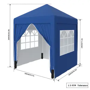 SunDaze Garden Pop Up Gazebo Party Tent Camping Marquee Canopy with 4 Sidewalls Carrying Bag Blue 2x2M