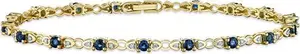 9K Gold Diamond And Sapphire Claw Set Link Bracelet