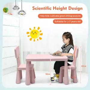 Costway 3 PCS Kids Table and Chair Set Toddler Activity Center Children Writing Desk