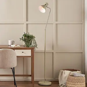 Sage Green Brushed Silver Metal Floor Lamp