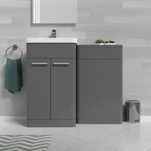 Nes Home Grey 1000mm Freestanding Cabinet Ceramic Basin & WC Unit