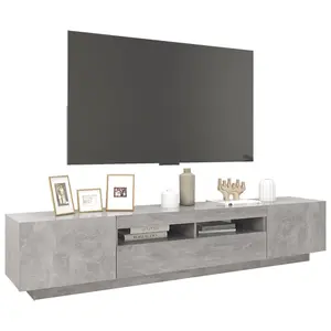 Berkfield TV Cabinet with LED Lights Concrete Grey 200x35x40 cm