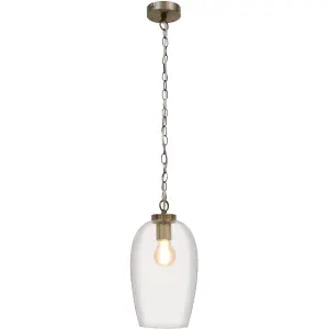 GoodHome Rochford Vintage Satin Antique brass effect Pendant ceiling light, (Dia)170mm