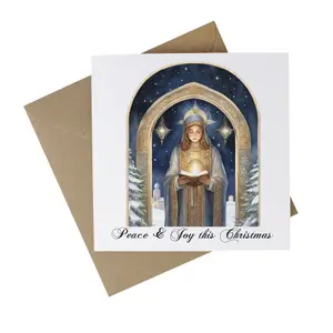 Eco Friendly Christmas Cards - Recycled Card Plastic Free Xmas Greetings Cards Gift - Religious Angel Peace & Joy - Pack of 10