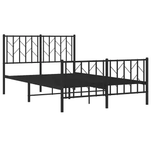 Berkfield Metal Bed Frame without Mattress with Footboard Black 120x200cm