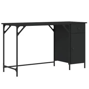 Berkfield Computer Desk Black 131x48x75 cm Engineered Wood