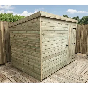 7 x 5 Pressure Treated T&G Pent Wooden Bike Store / Wooden Garden Shed + Single Door (7' x 5' / 7ft x 5ft) (7x5)