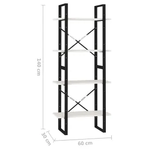 Berkfield 4-Tier Book Cabinet White 60x30x140 cm Solid Pine Wood