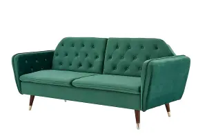 Whitby Velvet Fabric Sofa Bed 3 Seater Padded Suite Click Clack Luxury Recliner Sofabed, Dark Green