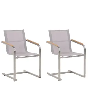 Set of 2 Garden Chairs COSOLETO Stainless Steel Beige