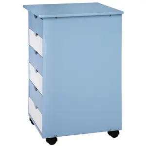 Desk and Filing Cabinet - wooden, tiltable tabletop, 7 step height adjustable - blue