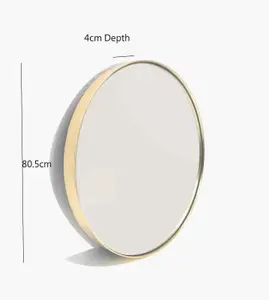 Studio Round Wood Accent Wall Mirror/Vanity Mirror/Bathroom Mirror, Gold, 80.5 dia cm