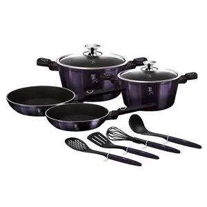 BERLINGER HAUS Purple Eclipse 10 Pcs Cookware Set Aluminium Non Stick Pots Pans Induction Tools