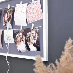 nielsen Accent Photo Collage Frame for 8 Pictures 4x6" With Clothesline and 8 Clips - White/Grey