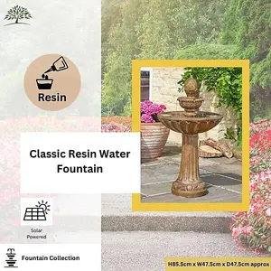 Queensbury Solar Water Fountain Rustic Water Feature Garden Solar Water Ornaments