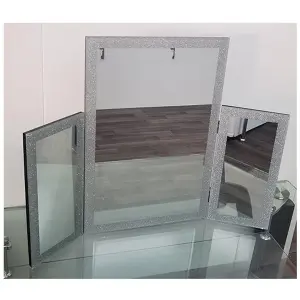 60x74cm Glitter Dressing Table Mirror Triple Fold Vanity Dressing Makeup Table