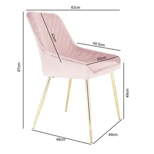 Hamilton - Dining x2 Chair in Velvet - (Pink)