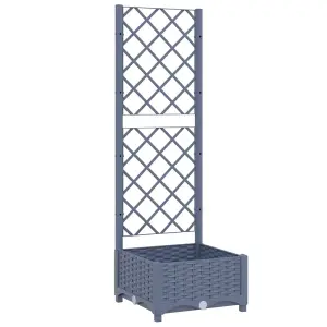 Berkfield Garden Planter with Trellis Dark Grey 40x40x121.5 cm PP