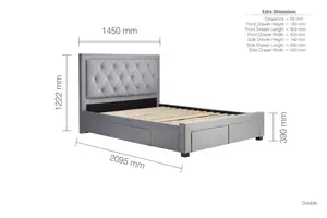 Birlea Woodbury Double Bed Grey Fabric