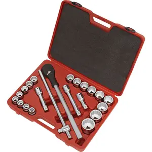 Comprehensive 22-Piece Socket Set with 3/4" Drive and Ratchet Handle for Professionals and DIY Enthusiasts