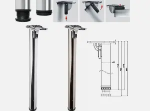 Table Folding Leg Breakfast Bar Worktop Support Kitchen Round 710mm Chrome 71cm