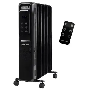 Russell Hobbs Electric Heater 2500W Black Digital 11 Fin Oil Filled Radiator with Remote & 2 Year Guarantee RHOFR2521B-D